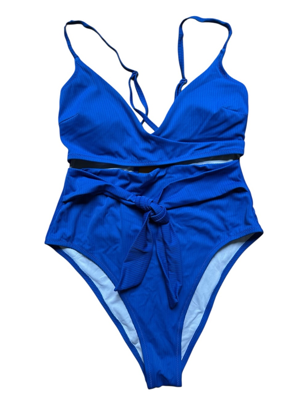 Shade & Shore Electric Blue One-Piece Swimsuit with Waist Tie